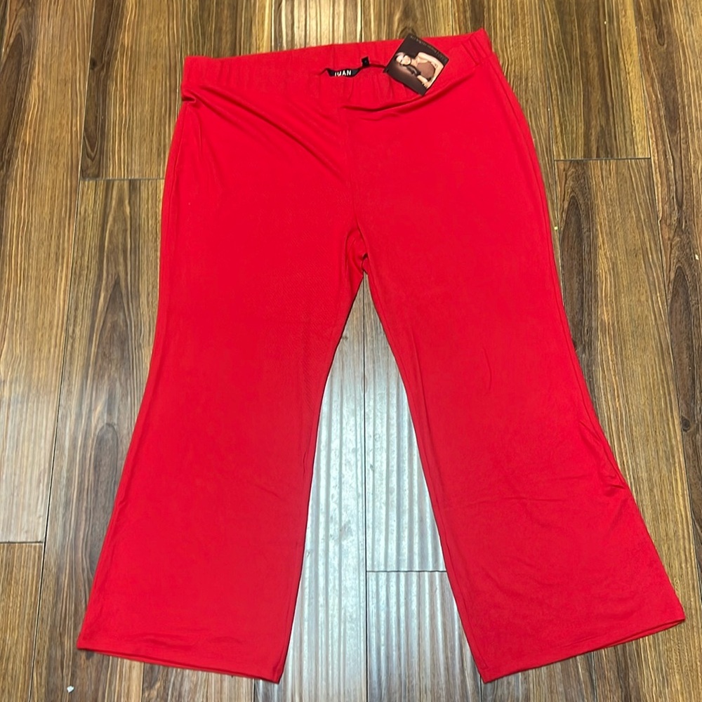 NEW IMAN GLOBAL CHIC Lounge Pants Plus Size 3X Red